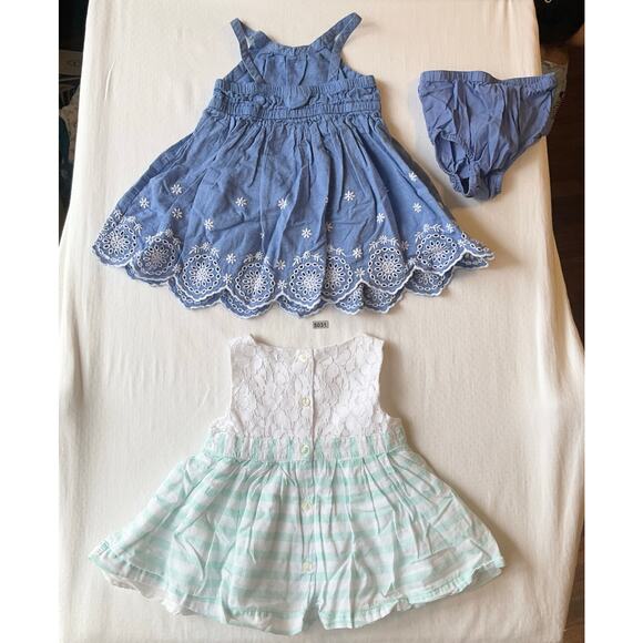 Cat & Jack Baby Girl Dress size 12M Blue Denim & Dress size 24M White Lace - Picture 8 of 8